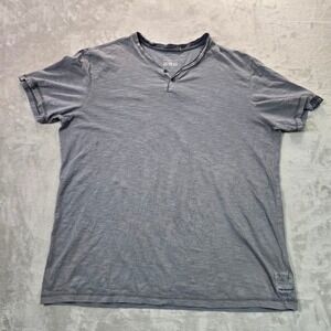 s.Oliver Mens Gray Henley Shirt Short Sleeve Regular Fit Slub Knit XXL